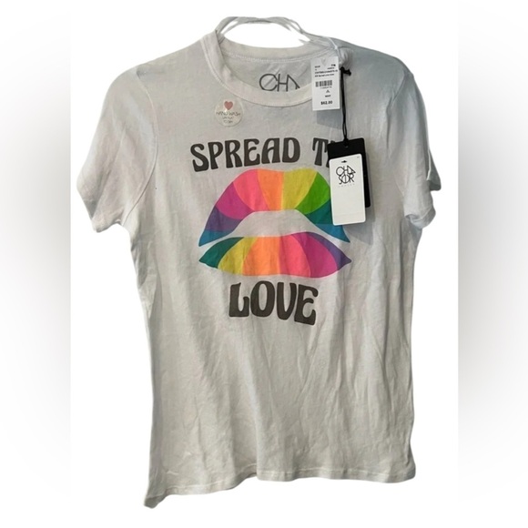 Chaser Spread the Love Rainbow Lips Tee NWT - Picture 1 of 5